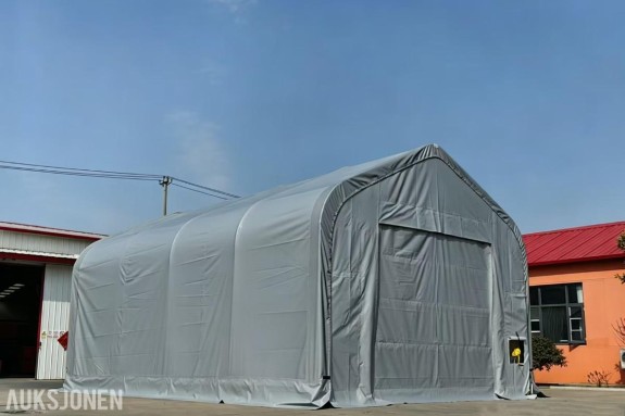 2026 LAGERHALL GRÅ FARGE 12,20x6.10x4.88 L/B/H - 74M2 - MEGET SOLID, DOBBLE RØR - HELT NYTT. 204016Grå